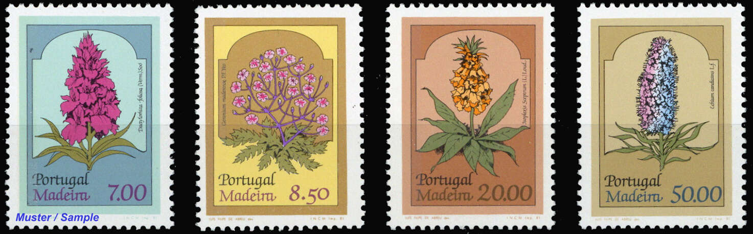 1981, 4 Werte Freimarken Blumen komplett in postfrischer Erhaltung