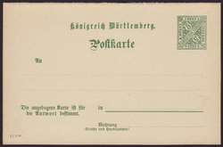 100: Germania - Stati de Wurttemberg - Postal stationery