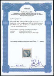 1851, Blauer Merkur, weit-überrandig auf schwach geripptem Papier ...
