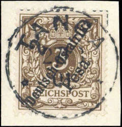 1896, 2 P. Deutsches Reich Krone/Adler mit Aufdruck fast zentrisch ...