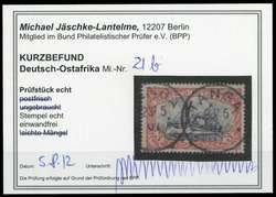 1901, 3 Rupien Kaiseryacht gestempelt in der Type "b", Farb- ...