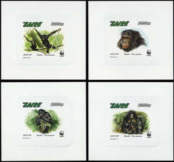 1997, 4 Werte WWF "Bonobo" jeweils als dekorativer ungezähnter WWF ...